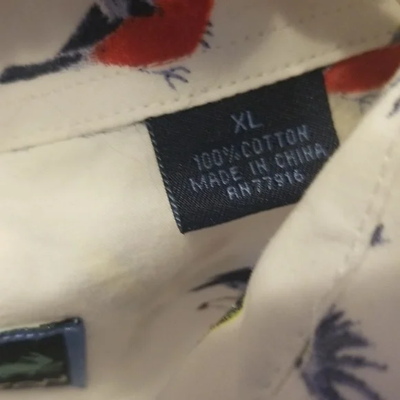 Charleston Threads Mens Longsleeve Button Down Shirt Red Yellow Blue Bir… - Picture 9 of 10